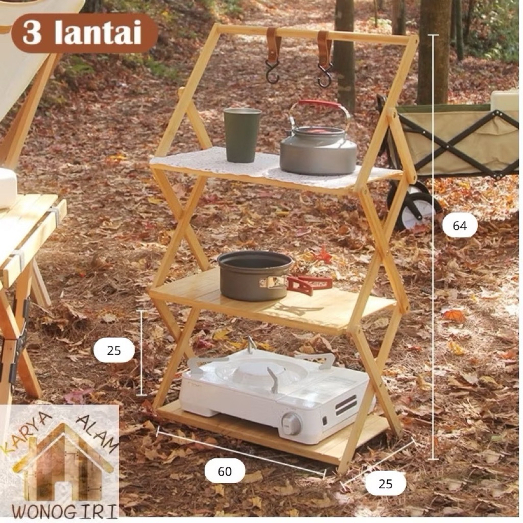 preloved rak susun camping / rak susun 3 / rak kayu / rak outdoor
