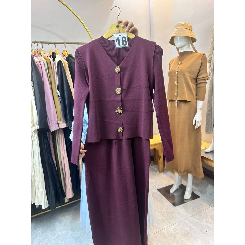 Gamis vest rajut premium