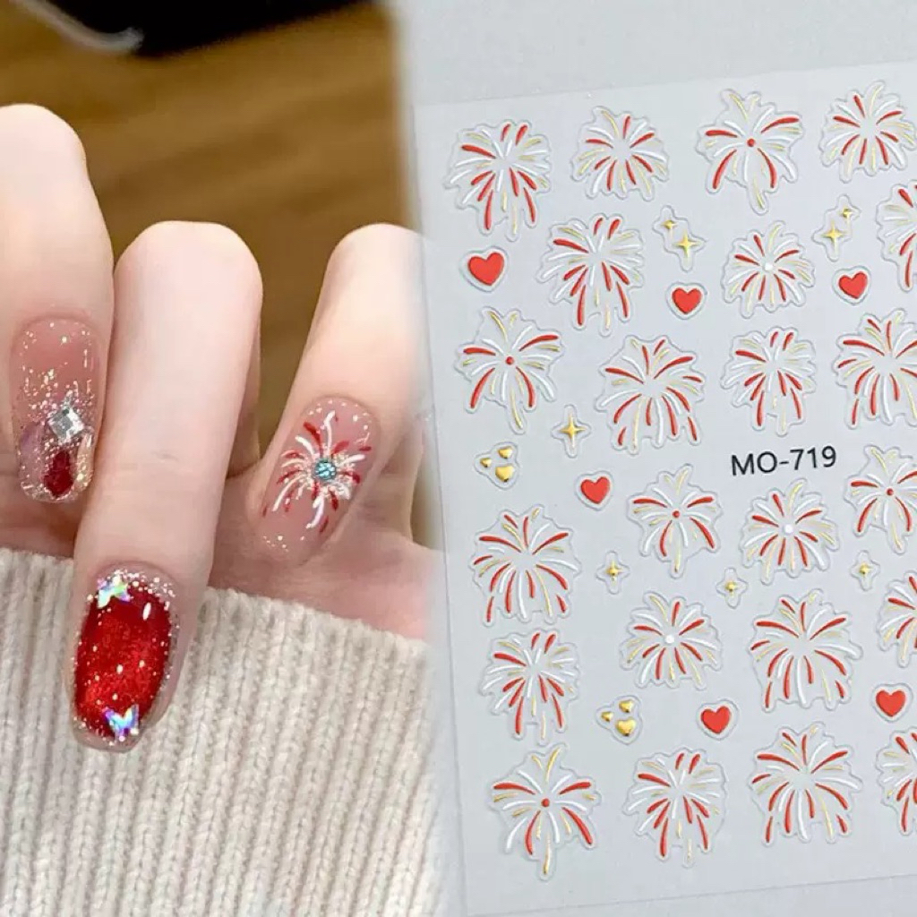 STICKER KUKU NEW YEAR Fireworks Kembang Api Stiker Nail Art