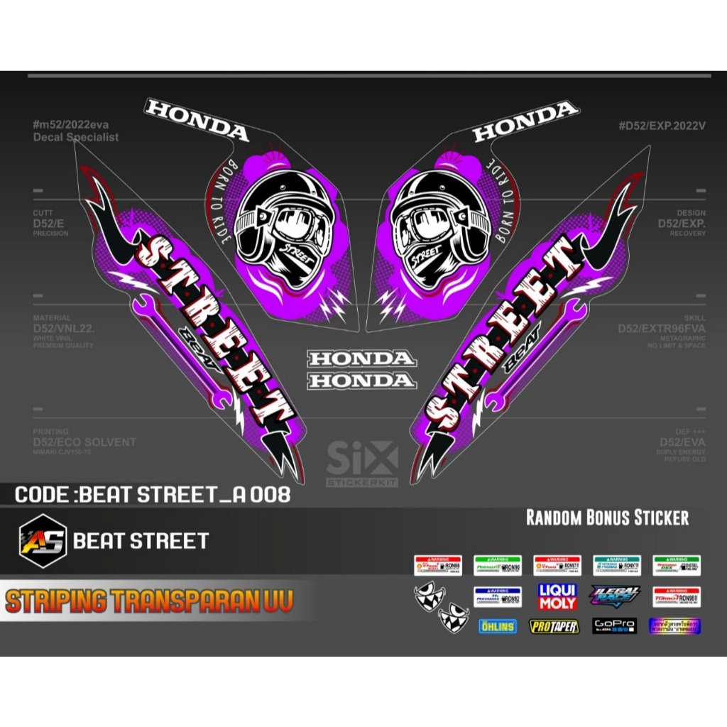 STRIPING TRANSPARAN BEAT STREET/DECAL STICKER STRIPING VARIASI TRANSPARAN UV HONDA BEAT STREET