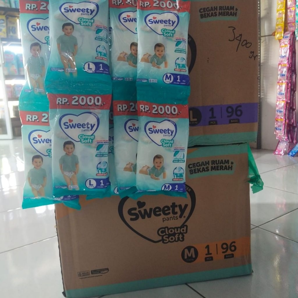 pampers Sweety Silver Pants kemasan Renceng, 1 Dus isi 16 Renceng // 96 sachet