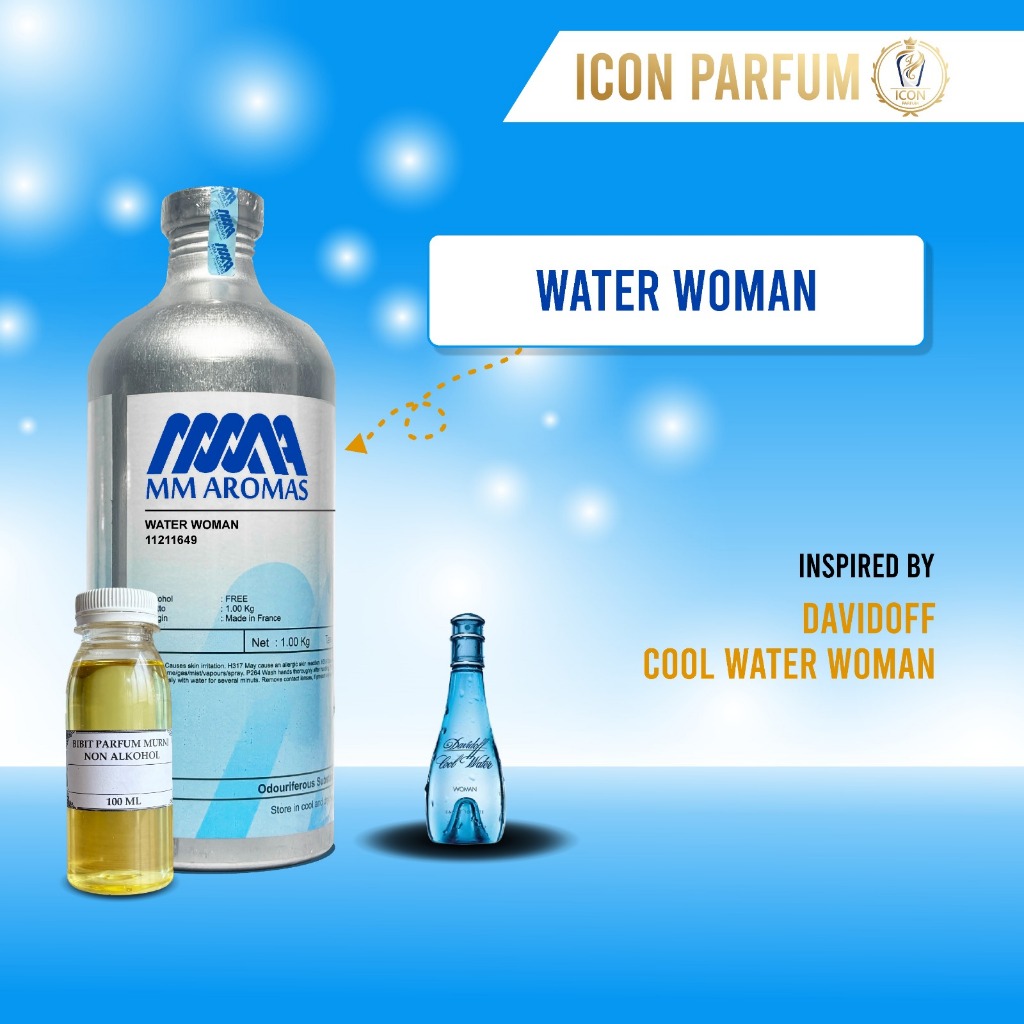 BIBIT PARFUM MURNI WATER WOMAN BY MM AROMAS  | INSPIRED BY  DAVIDOFF - COOL WATER WOMAN  | 250gr 500