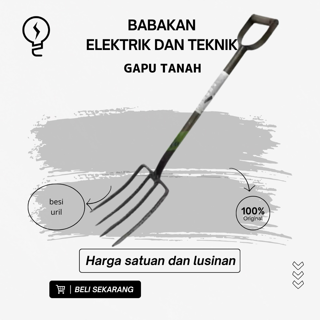 GARPU TANAH 4 gigi PERALATAN BERKEBUN bahan besi berkualitas / SENDOK TANAH / GARPU INJAK