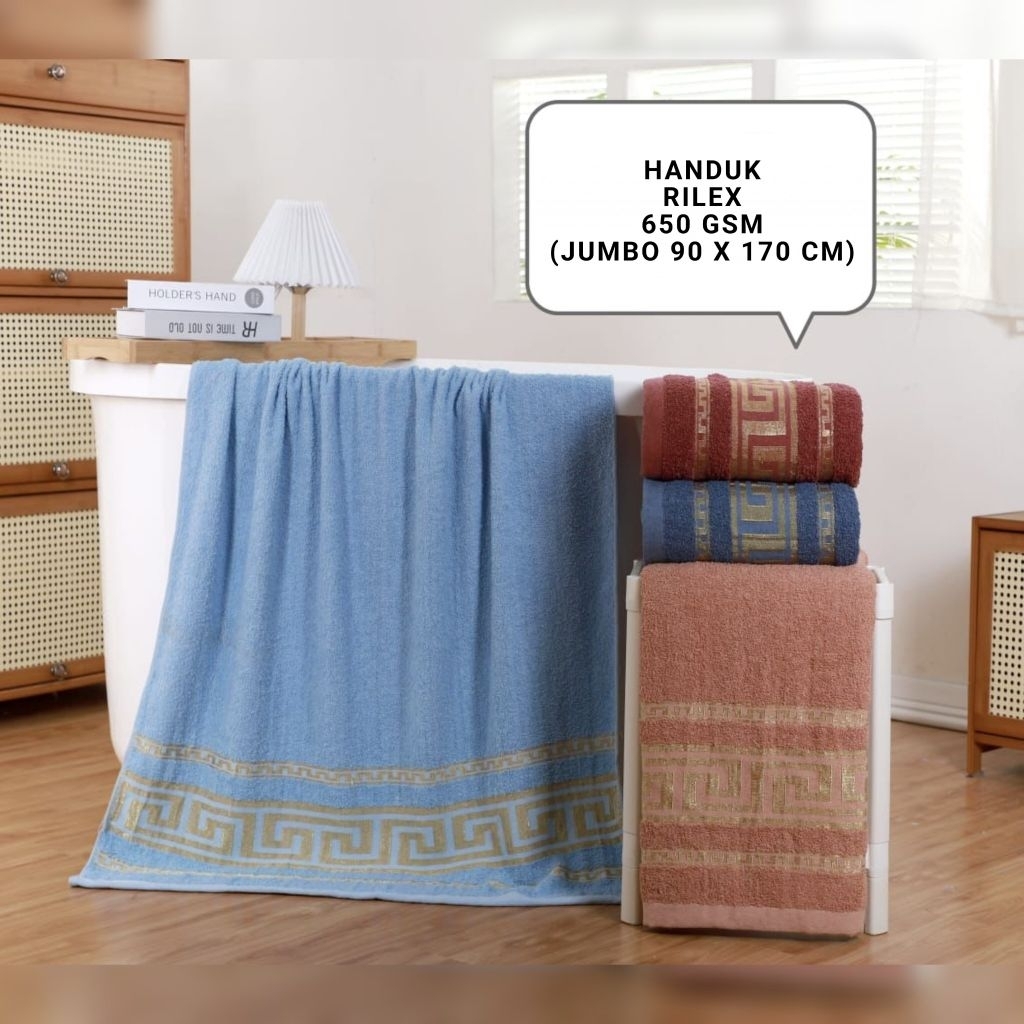 Handuk Premium Rilex 650 GSM Ukuran 90 x 170 cm (XL/Jumbo)  - Handuk Mandi Katun Dewasa