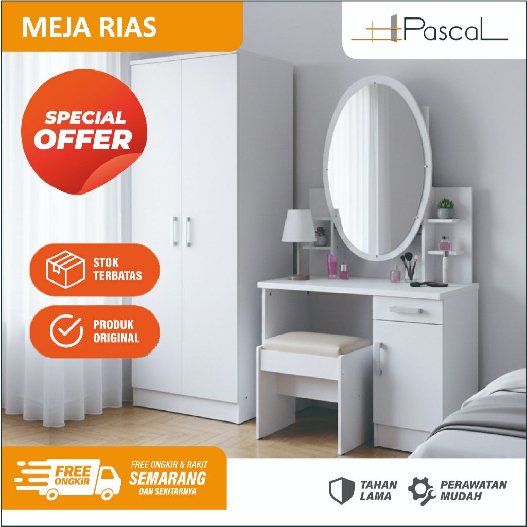 Meja Rias minimalis, meja rias putih