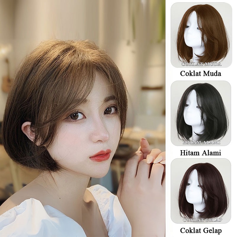 wig korean style Rambut palsu pendek Wik rambut wanita pendek  Wig wanita full kepala Wig Wanita Wig