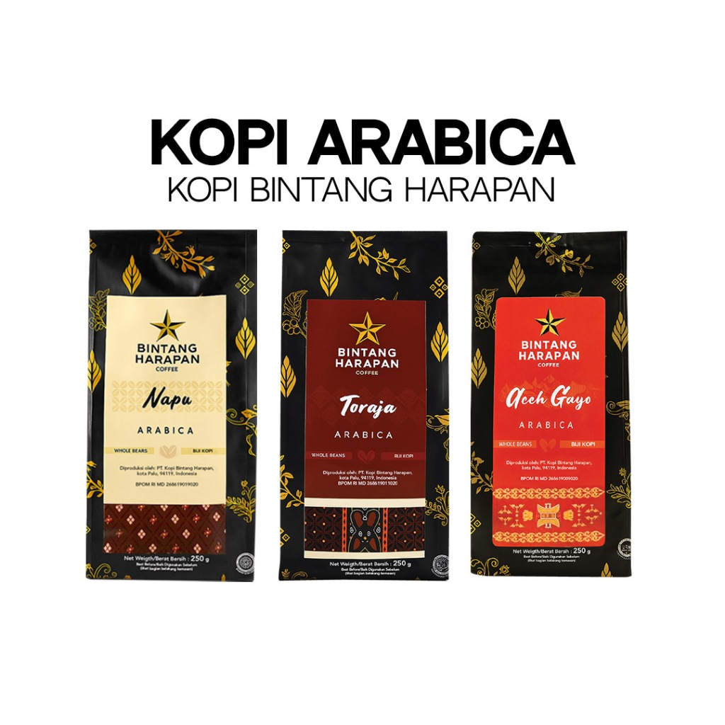 Biji Kopi Arabika Pilihan dari Napu Toraja Aceh Gayo Sangrai 250 Gram
