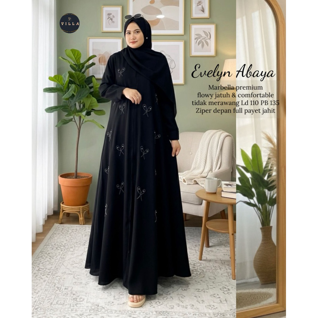 Dres gamis abaya maxy farasya maxy jetblack tebal adem ori