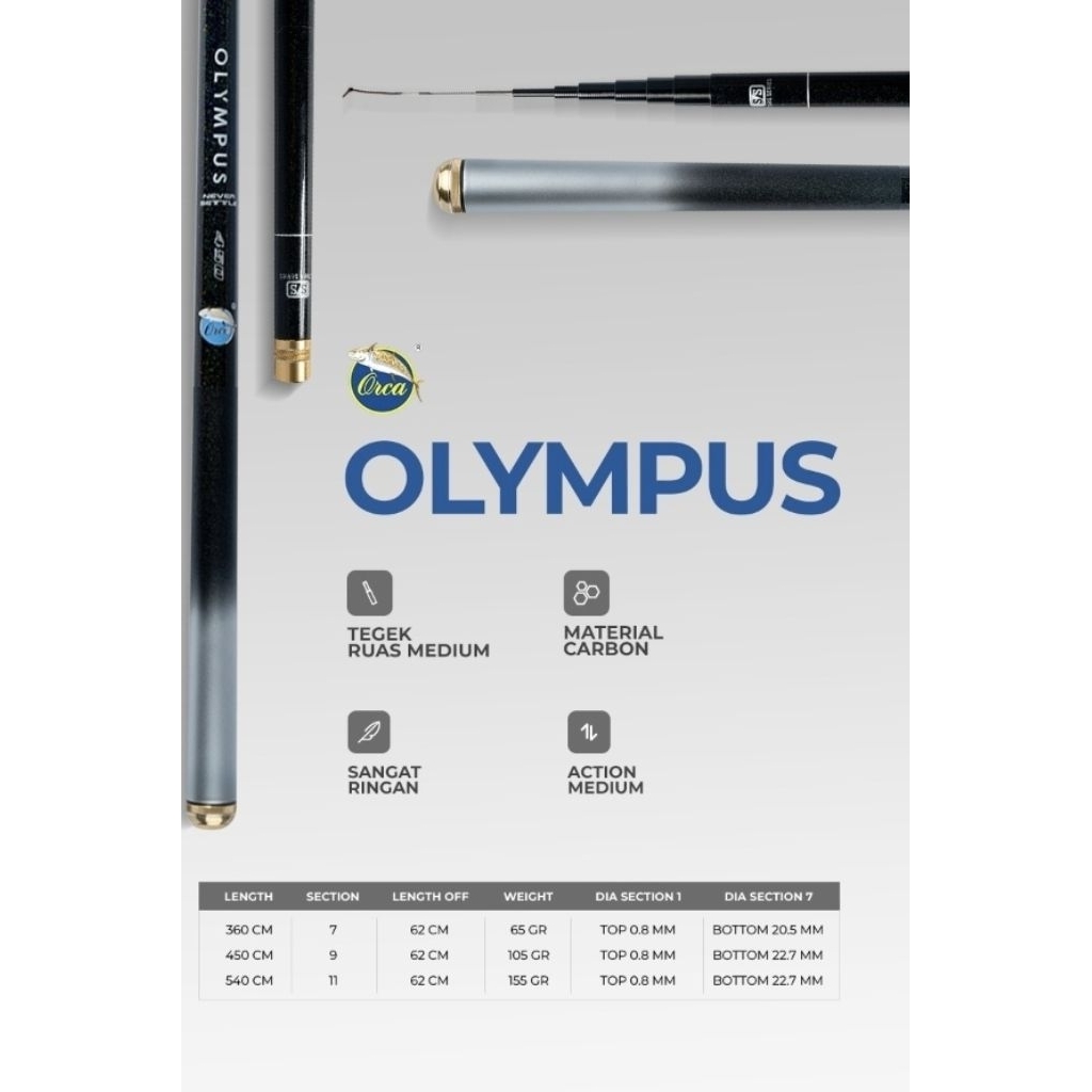 JORAN ORCA OLYMPUS 360,450,540 SPEK DIATAS ORCA NAVARA