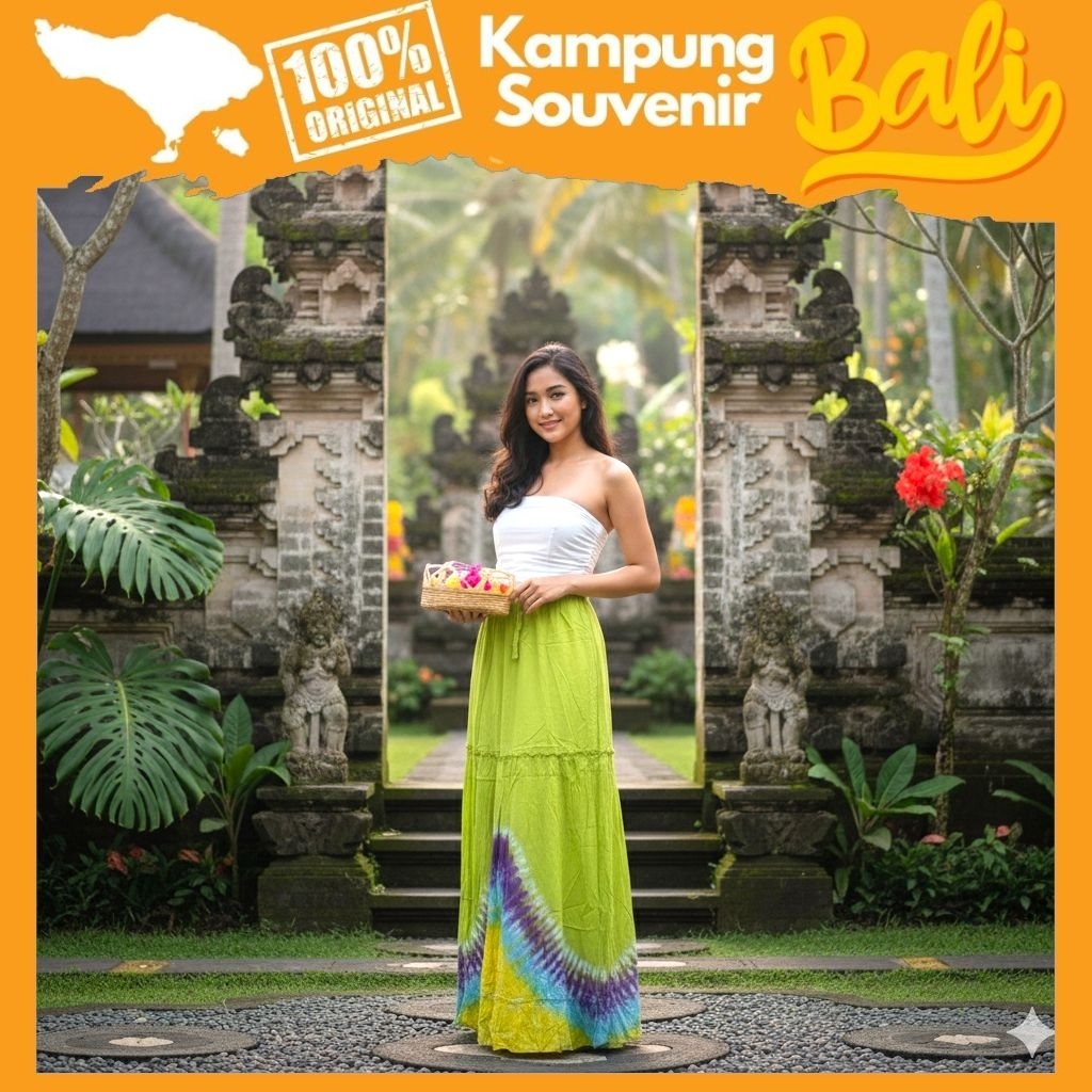 Rok Panjang Rainbow Alisa Rayon Adem Oleh Oleh Khas Bali Rok Wanita Kekinian