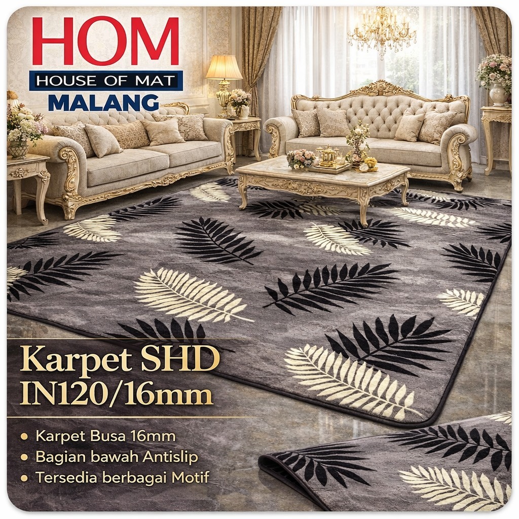 HOM Malang | [190x270] Karpet Malaysia Busa in 120/16mm motif Minimalis/ Modern/ Floral
