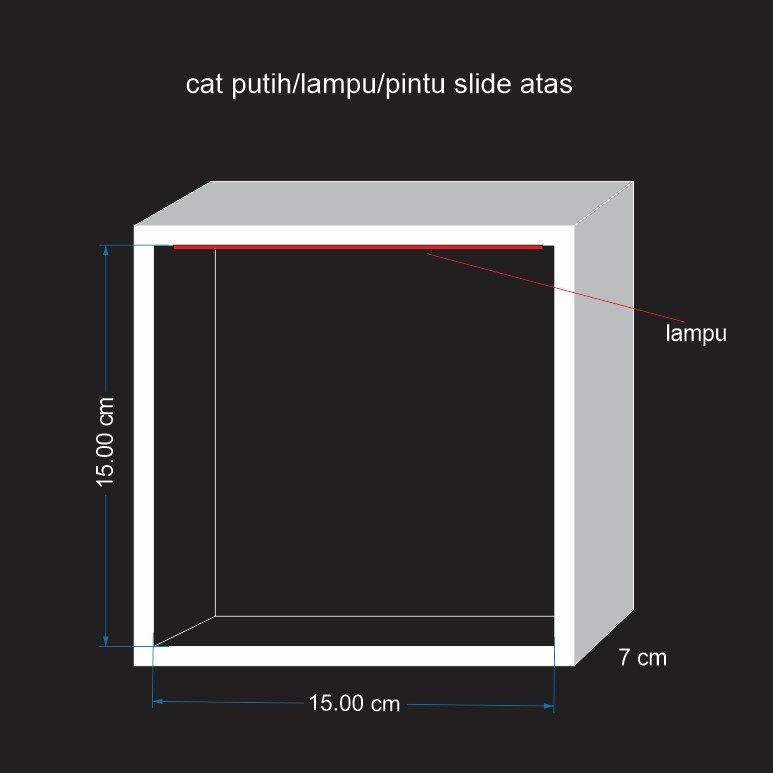rak diecast cat putih pintu slide atas bahan kayu jeti belada akrilik