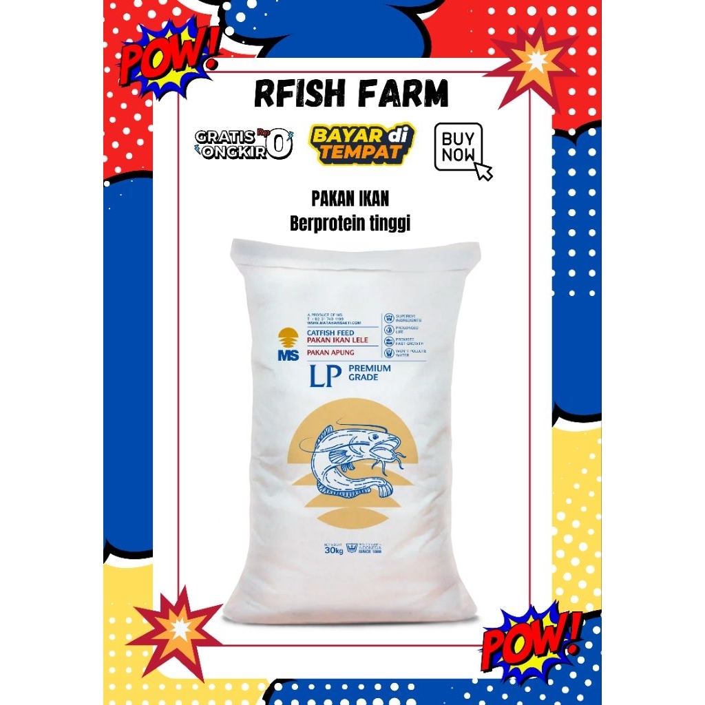 Pakan ikan Pelet ikan Lele Nila Mujair Bandeng LP Protein Tinggi 1mm 1KG