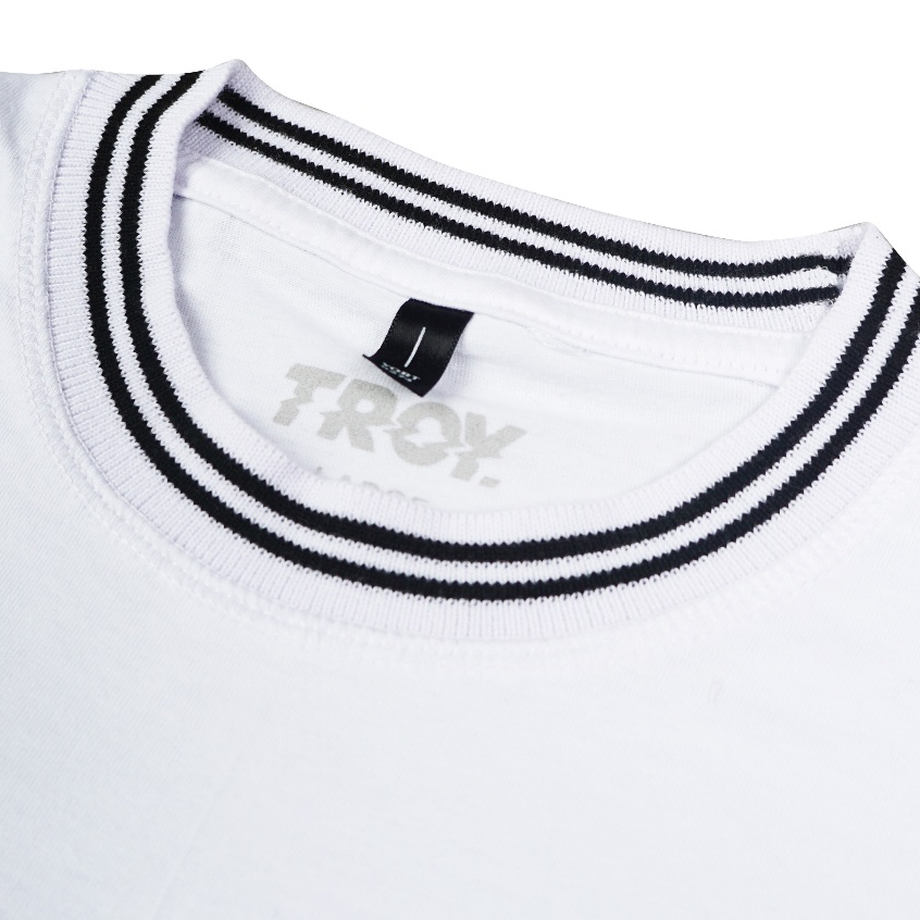 Troy Company Neck Strip Tshirt White Noctua Mystica - Kaos Lengan Pendek Kaos Putih KST 3060-3W2B