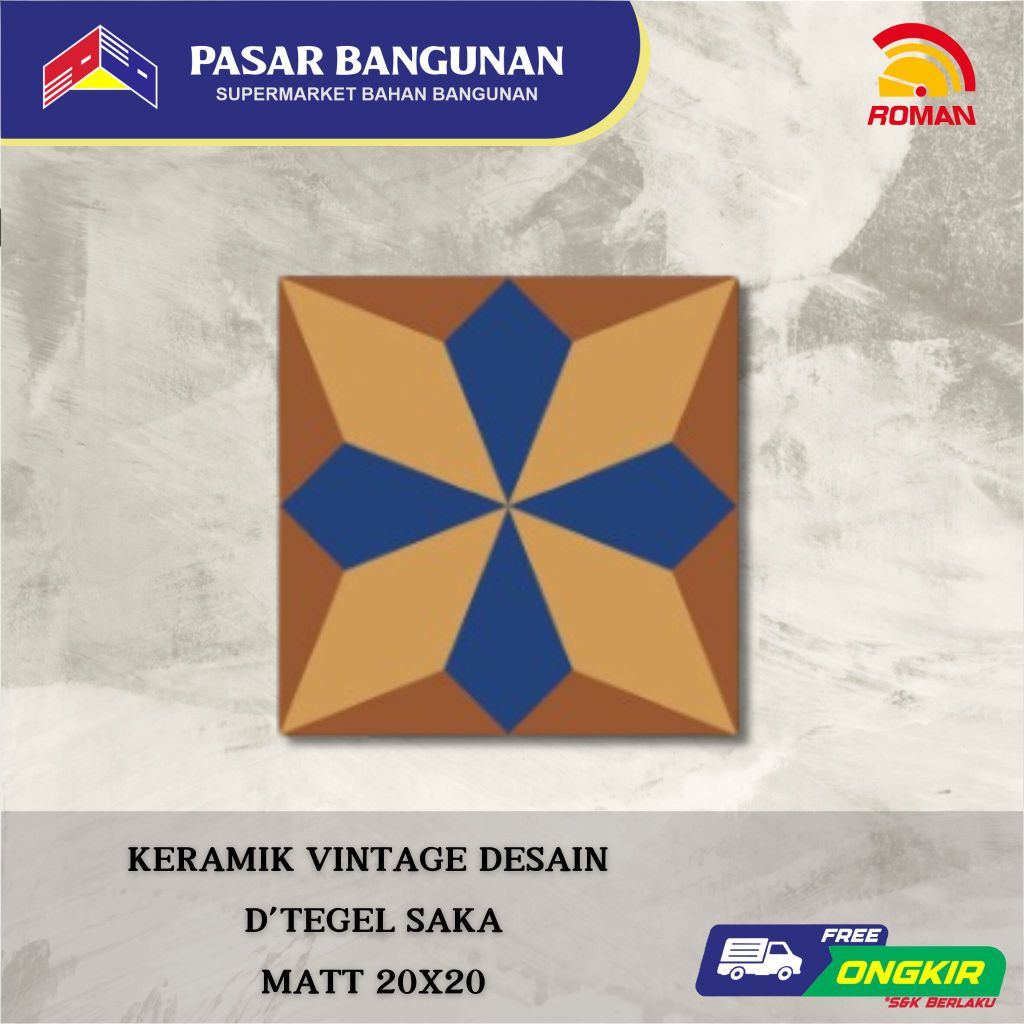 Keramik Tegel Motif Vintage ROMAN d'Tegel Saka 20x20 Grade A RPA20207009 Archipelago Series