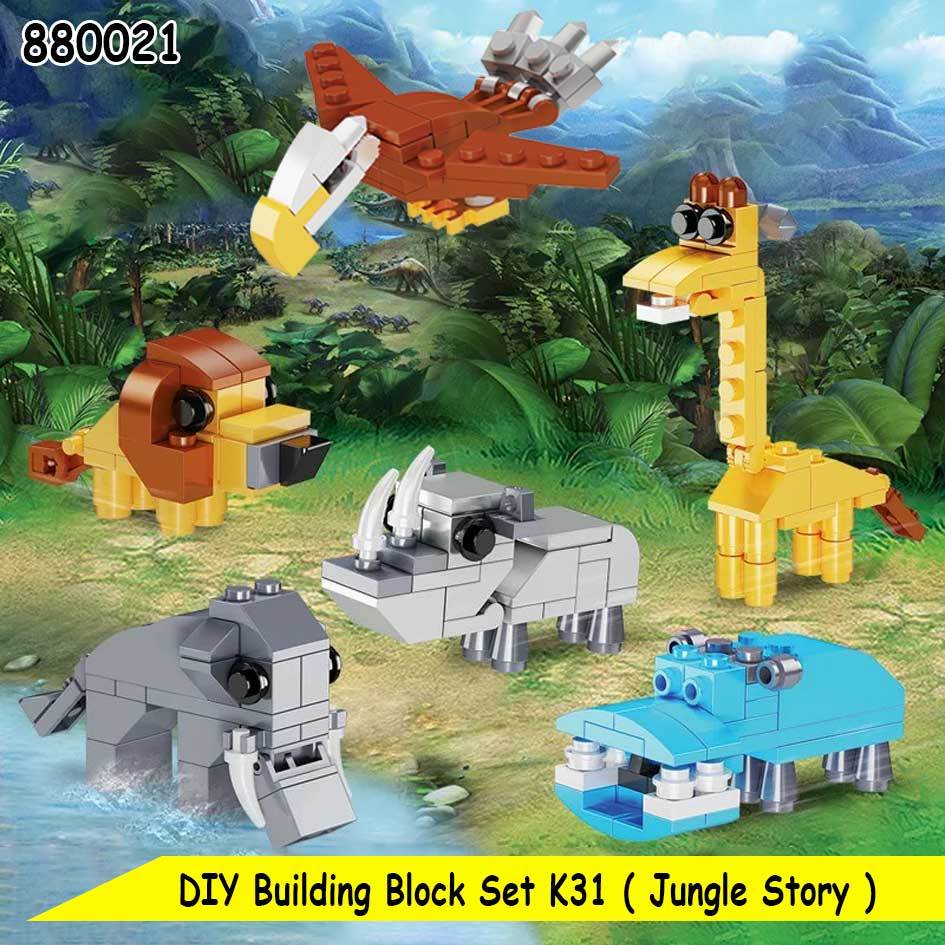 DIY Mainan Edukasi Anak Lego Block Brick Minicraft Jungle Surprise Eggs