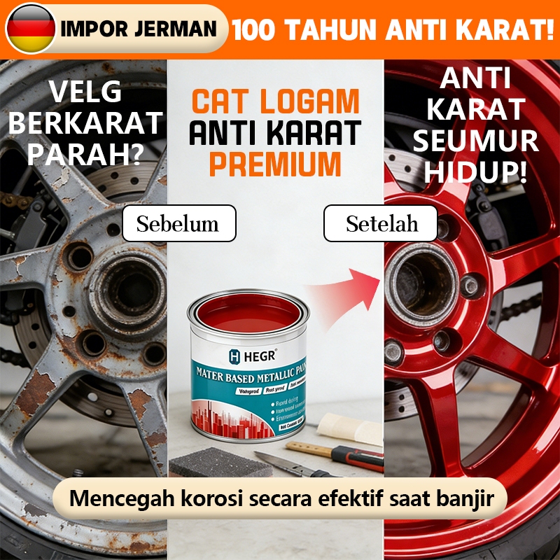 Cat Metalik Anti Karat Premium - Tahan Panas & Air, Kilap Chrome Awet - Untuk Velg Motor & Mobil, Bo