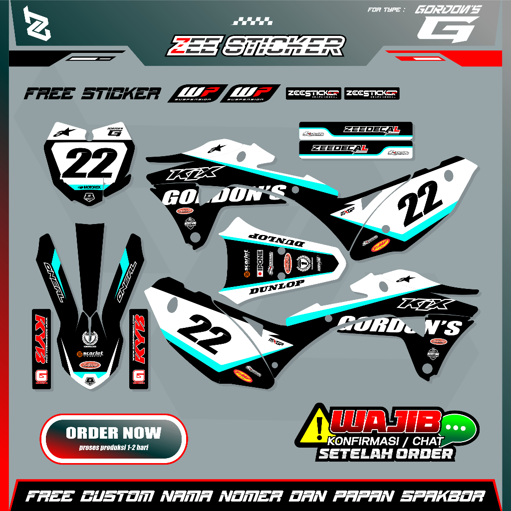DECAL FULLBODY KLX GORDON CUSTOM KOMBINASI PUTIH VARIASI GLOSSY HOLOGRAM CHROME BY ZEESTICKER
