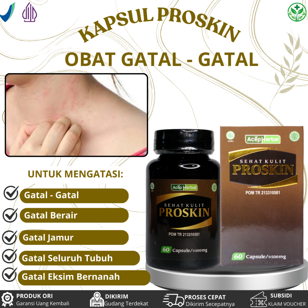 Kapsul Proskin Untuk Gatal - Gatal, Gatal Berair, Gatal Eksim Bernanah Budug, Gatal Seluruh Tubuh, G