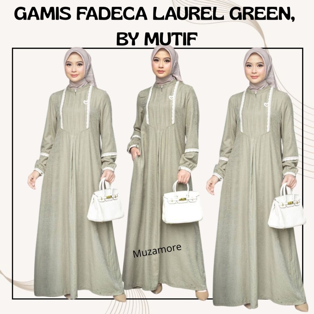 {MUZAMORE} MUTIF GAMIS FADECA LAUREL GREEN GAMIS WANITA DEWASA TERBARU MUTIF 2026