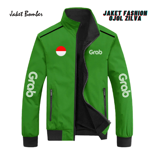 jaket windbreakers distro logo grab grabbike grabfood waterproof jaket bomber kasual grab grabbike