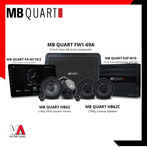 Paket Full Set OEM HONDA Package Audio Mobil MB QUART Soundsystem Upgrade Headunit Android 10” (4/64