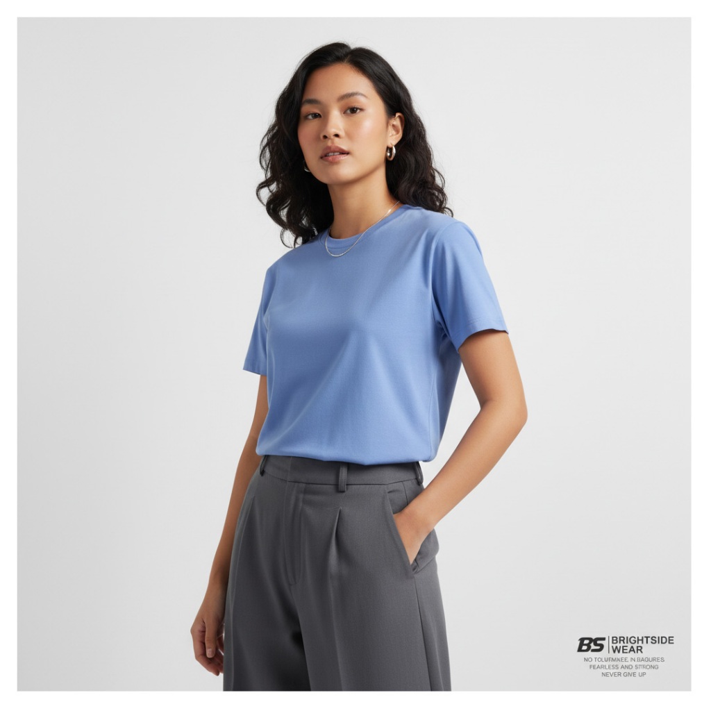 Brightside Kaos Polos Cotton Combed 24s Kaos Polos Premium Unisex T014 Biru Muda
