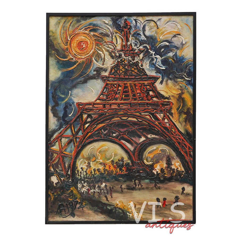 Lukisan Affandi Menara Eiffel Oil On Canvas Antik Kuno