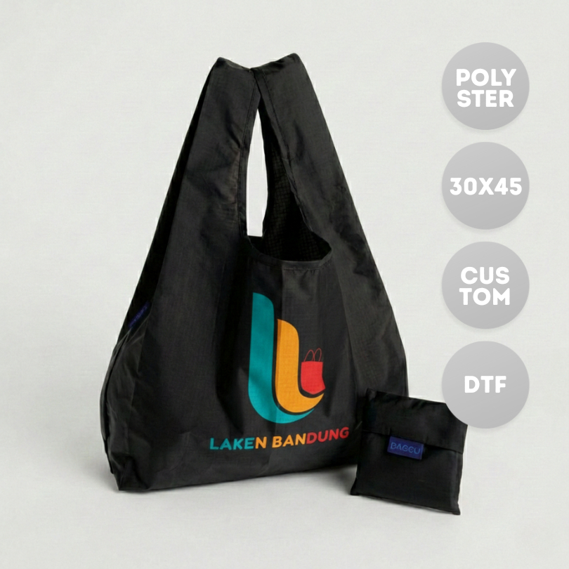 Tas Supermarket Baggu Bagcu Custom DTF Full Warna Modis Lipat Praktis Tas Belanja Shopping Bag Jinji