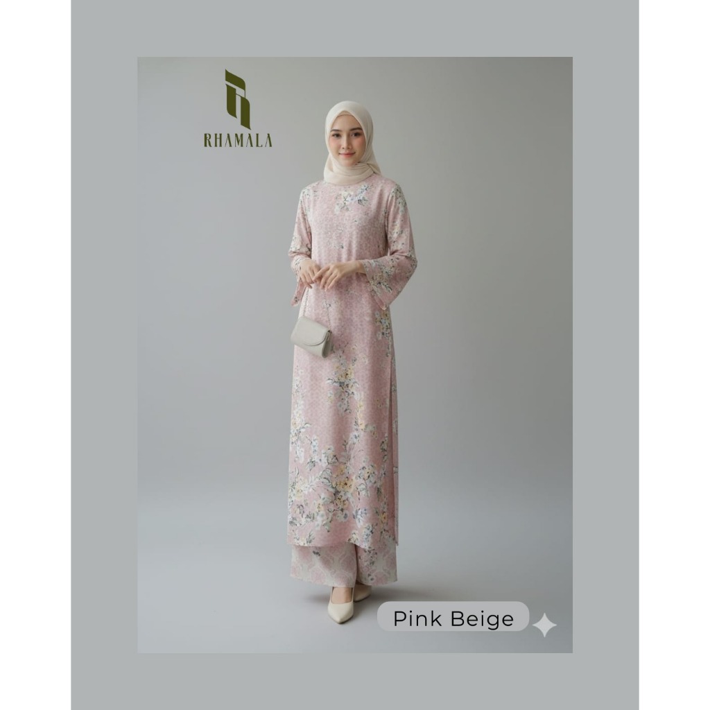 Rhamala - One Set Long Tunik Muslim Wanita Motif Premium / Atasan Tunik Panjang Celana Kulot Motif