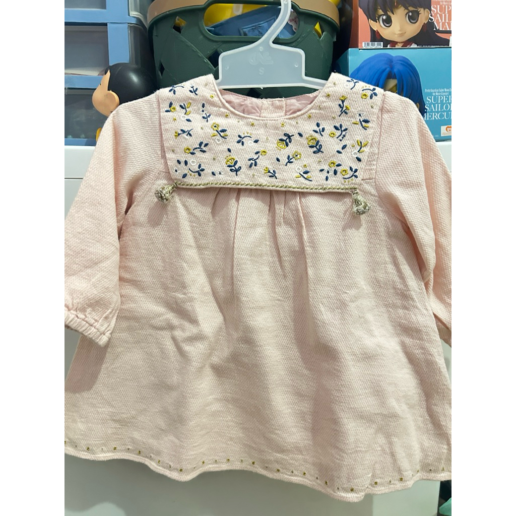Baju dress minkmui flower embroidery