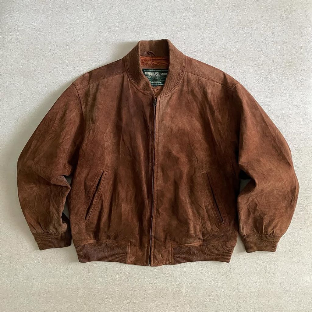 Vintage The Harvard Company Leather Suede Bomber Jacket. Made in Japan