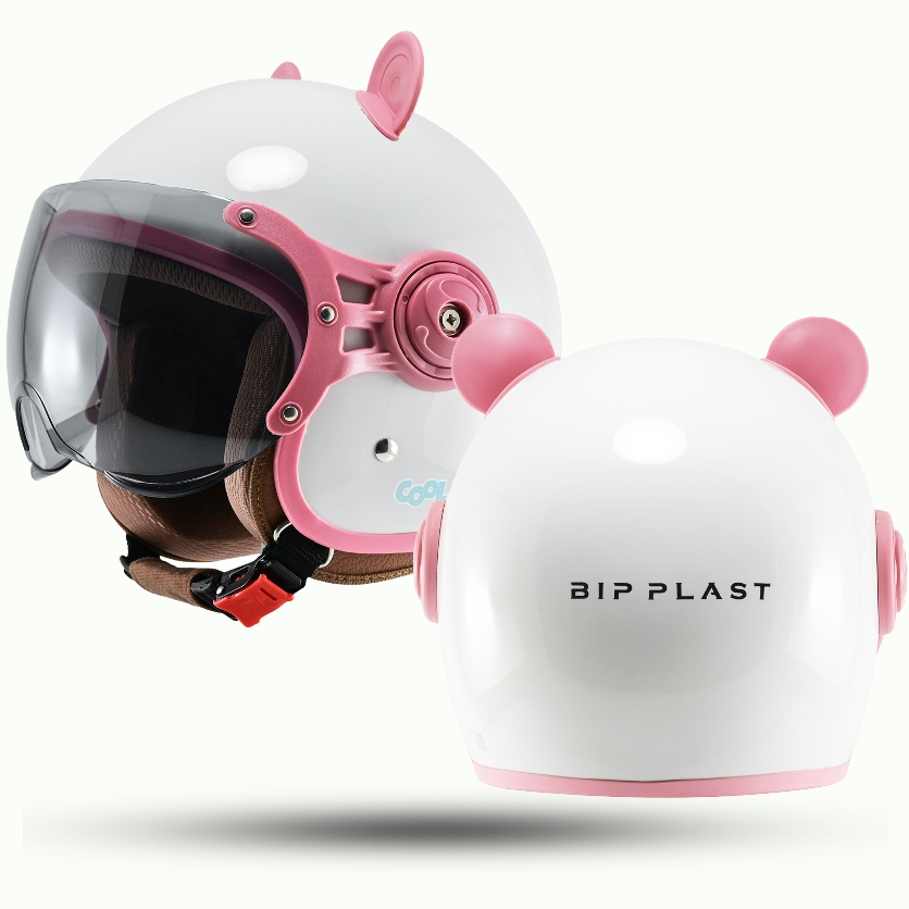 Helm Anak Lunar Kids Solid BIP PLAST Helm Anak Retro Pilot Polos Kaca Pilot