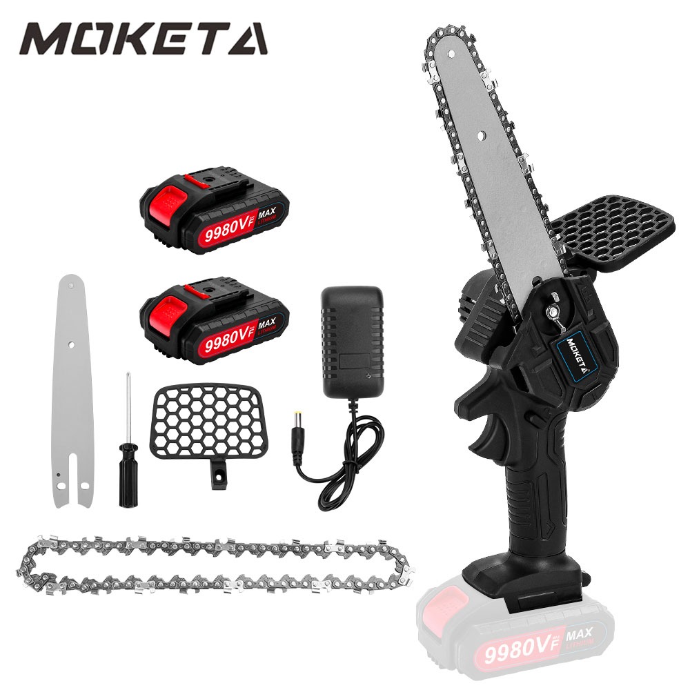 MOKETA Chainsaw mini 6 Inch Chainsaw Chain Saw Cordless 2 baterai 12 Inch Chainsaw Cordless Chainsaw