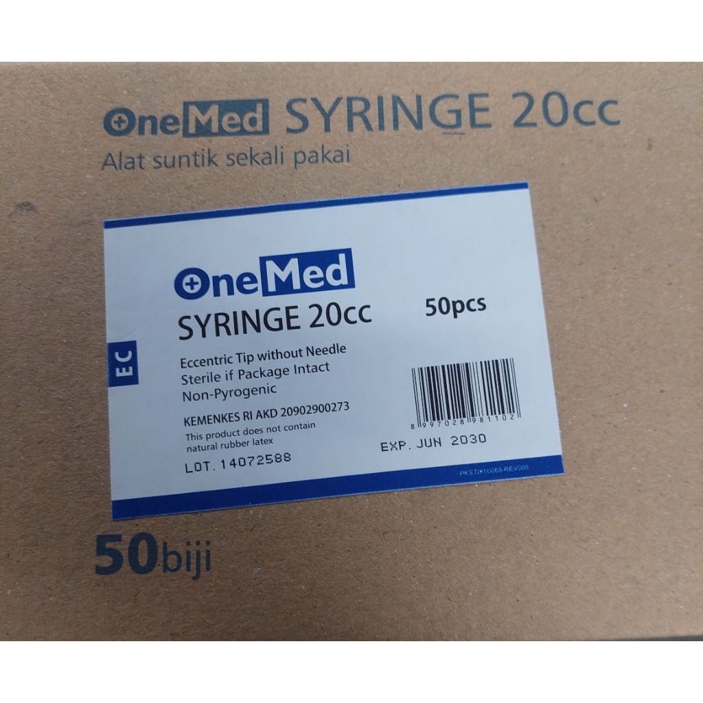 1(Pcs)OneMed Syringe 20 cc/ OneMed Spuit 20 cc