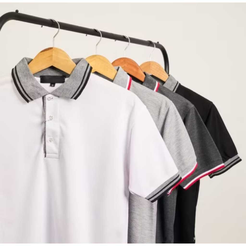 Kaos Polo Bordir LOGO & NAMA ( Seragam  ) Kombinasi 225-230gsm 2 Tone Lengan Pendek