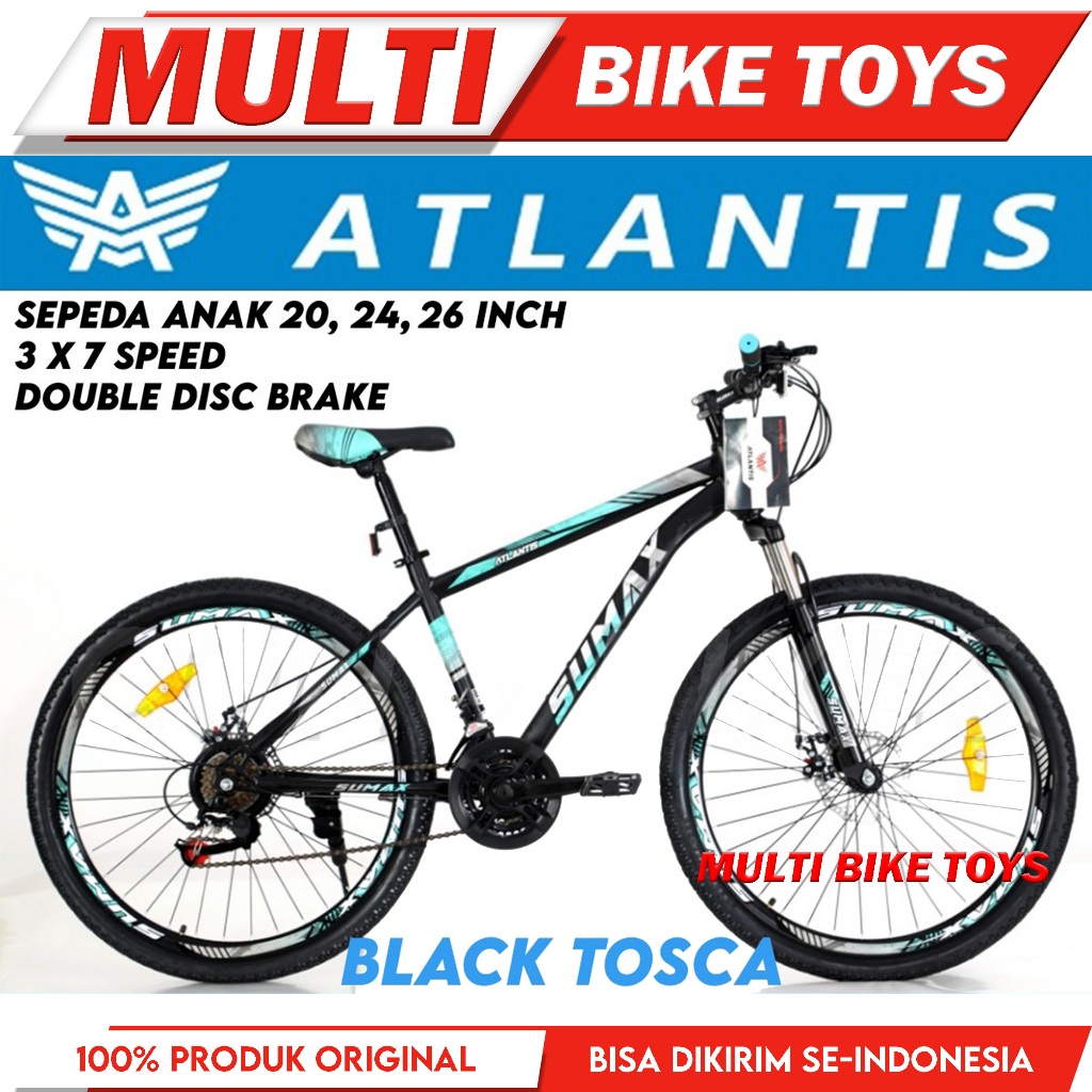 Sepeda Gunung MTB 24 26 27.5 Inch Sumax By Atlantis 21 speed rem double Discbrake
