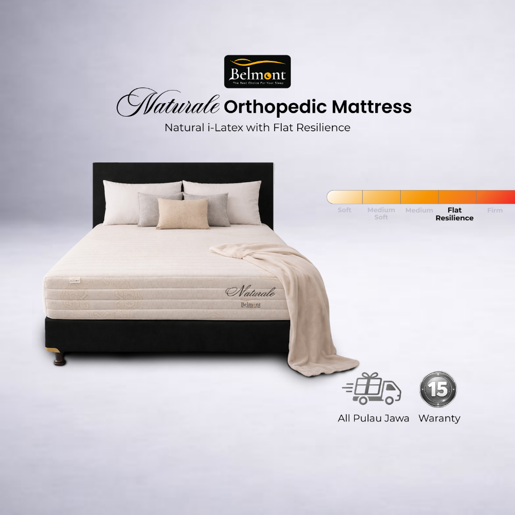 [Full Set] Kasur Orthopedic Belmont Naturale 25cm Medium Firm | i-Latex + Sanitized Foam