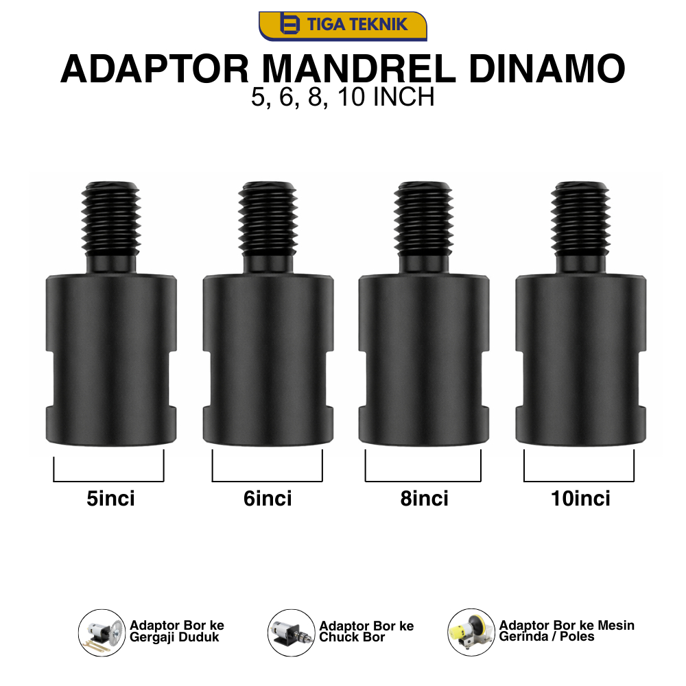 Mandrel Adapter M10 x 12mm, Mandrel Adaptor Shaft 12 mm