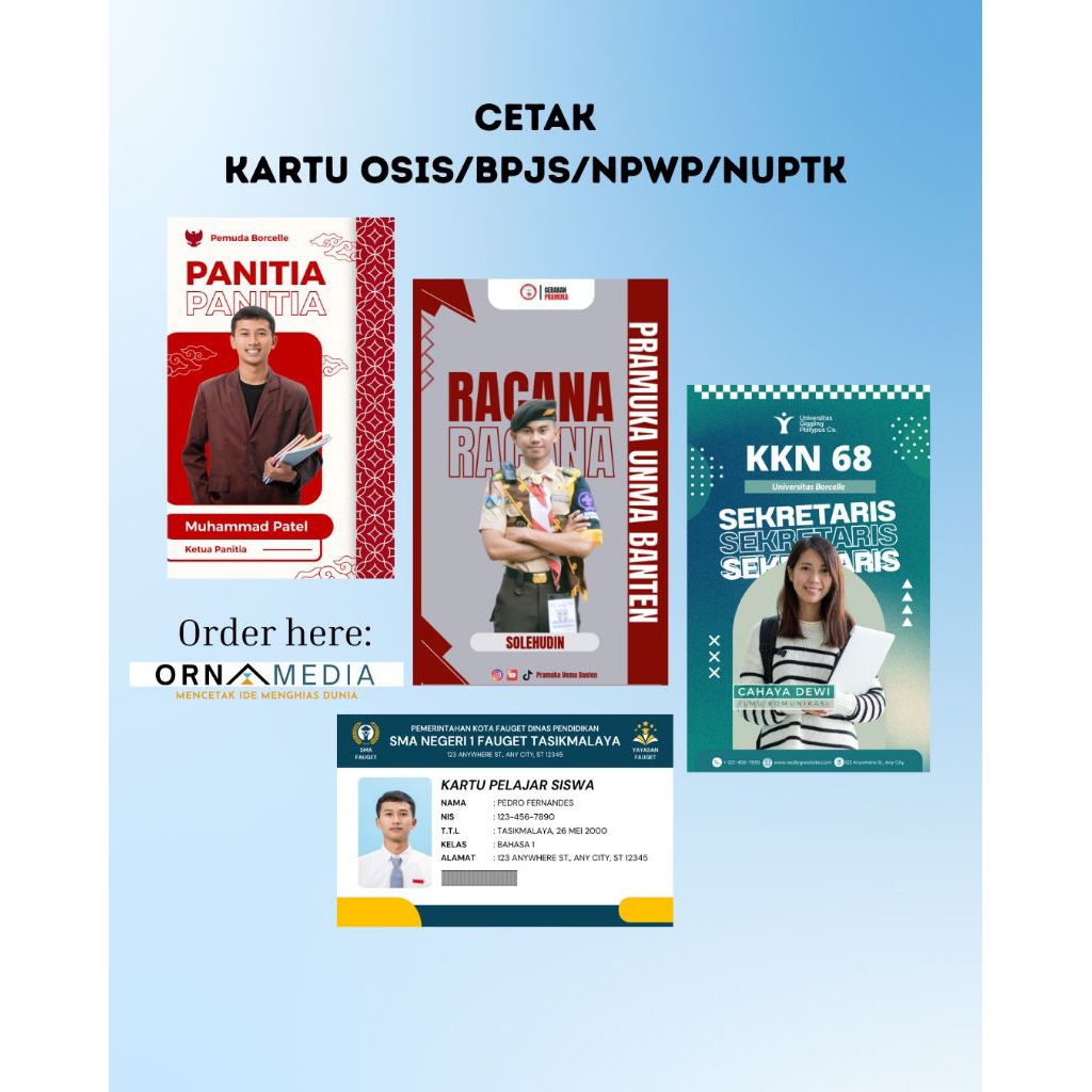 Cetak Kartu Osis / Kartu Anggota / Id Card