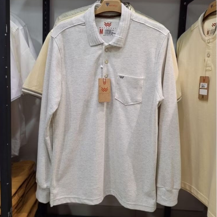 WATCHOUT CASUAL kaos wangki pria lengan panjang regular fit WK300220005 cream