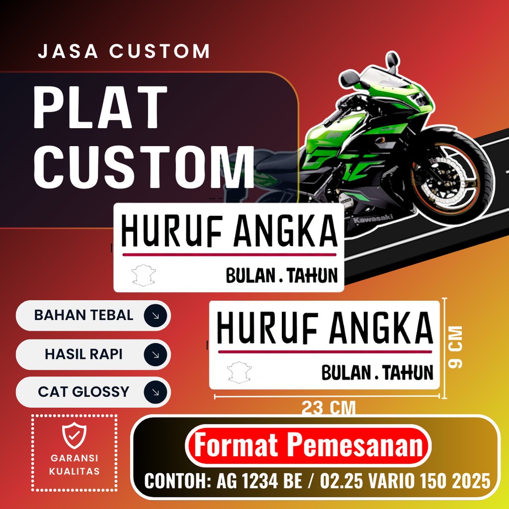 PLAT CUSTOM FONT BARU BAUT TANAM / 1 PASANG PLAT WARNA PUTIH BAUT TANAM / PLAT WARNA PUTIH CUSTOM BA