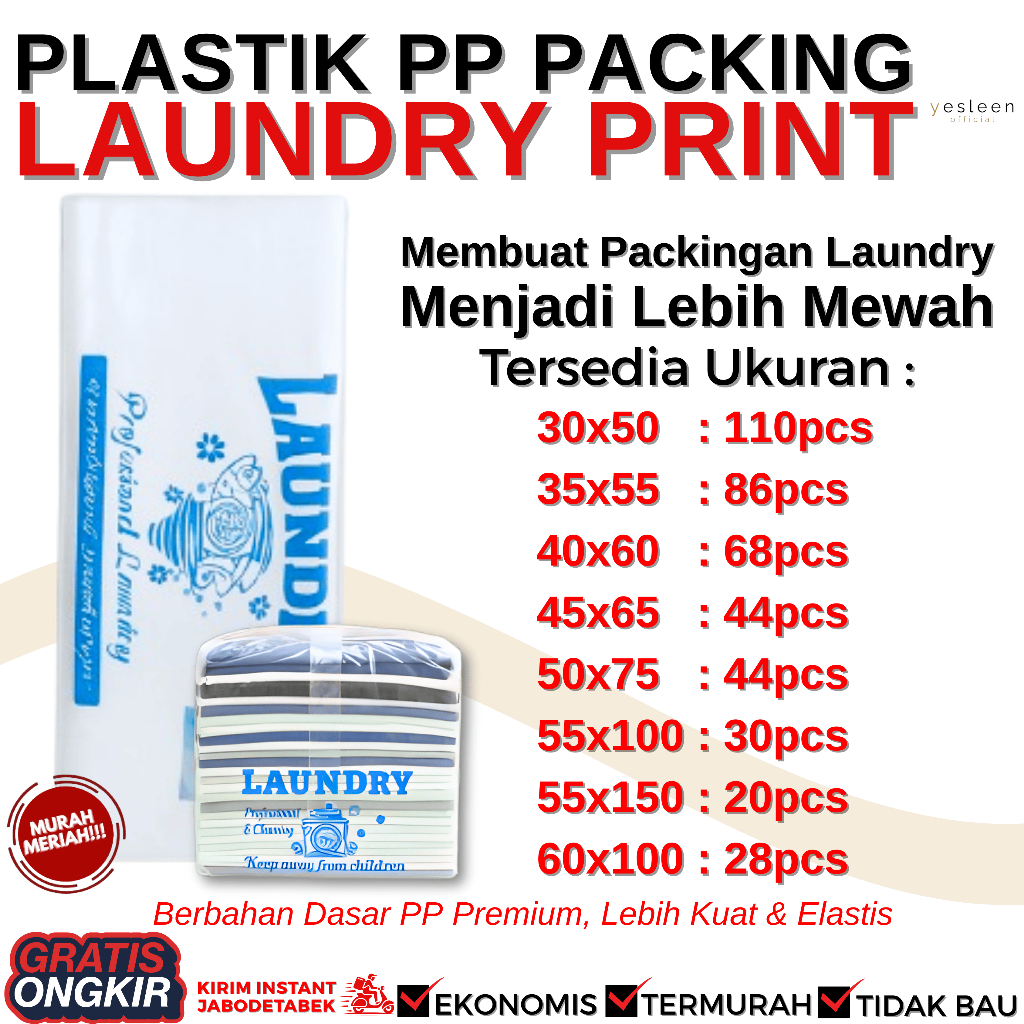 [1Kg] Plastik Packing Laundry Sablon Umum / Plastik Laundry Kiloan / Plastik PP Print/Sablon