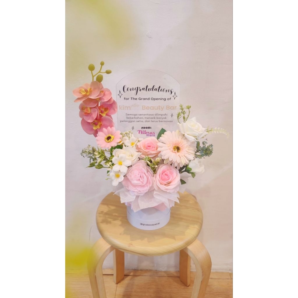 Akrilik Bloom Box/ Bunga Opening/ Bunga Ucapan/ Papan Akrilik Bunga