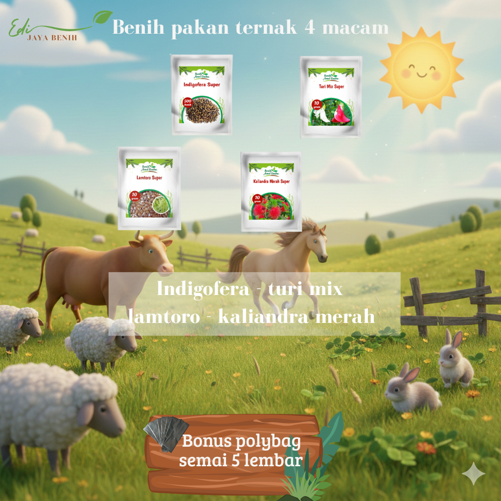4 macam benih pakan ternak indigofera / turi mix / lamtoro / kaliandra merah