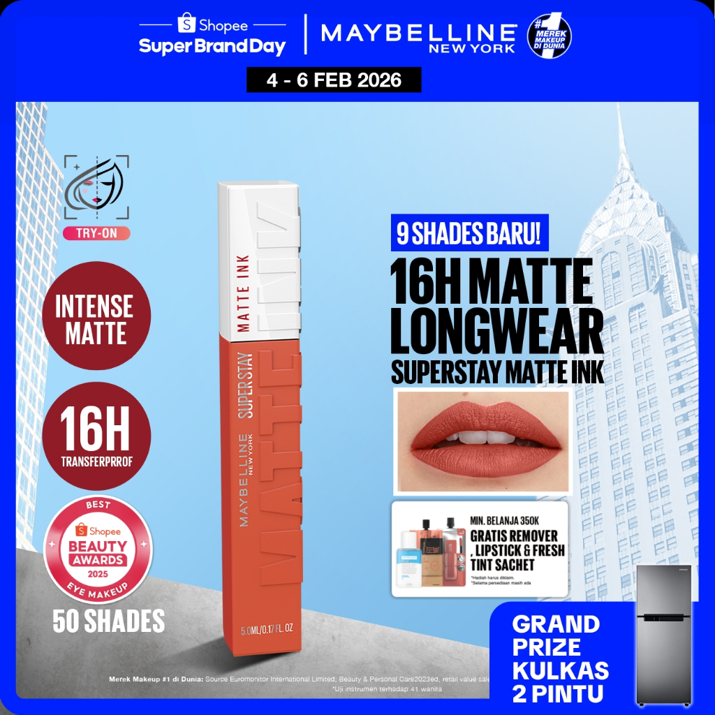 [SHOPEE BEAUTY AWARDS - BEST LIP MAKEUP] MAYBELLINE OFFICIAL Superstay Matte Ink Liquid Long Lasting