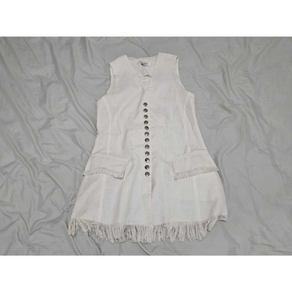 (PRE-LOVED) Rompi Bohemian Wanita Perempuan Warna Putih Kekinian Keren Premium