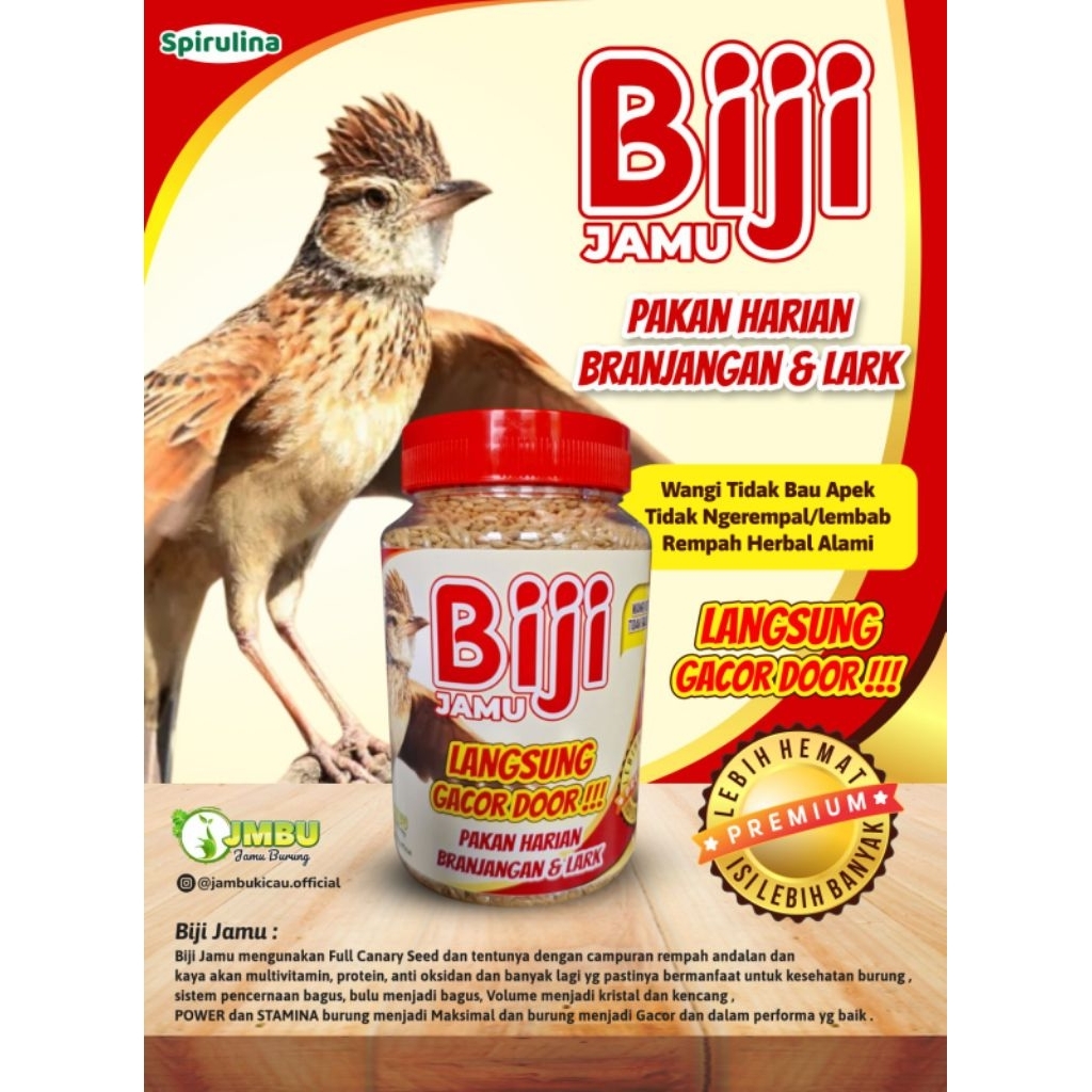 Biji jamu pakan branjangan dan kenari merah (Spirulina )