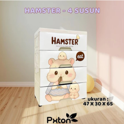 PXTON Lemari Pakaian Plastik Baby 4 Susun