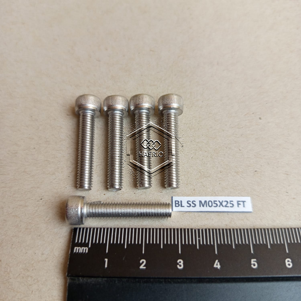 BAUT L M5X25 (2.5 CM) STAINLESS STEEL FULL DRAT / BAUT L STAINLESS M5 X 25 SS ANTI KARAT SUS 304 / B